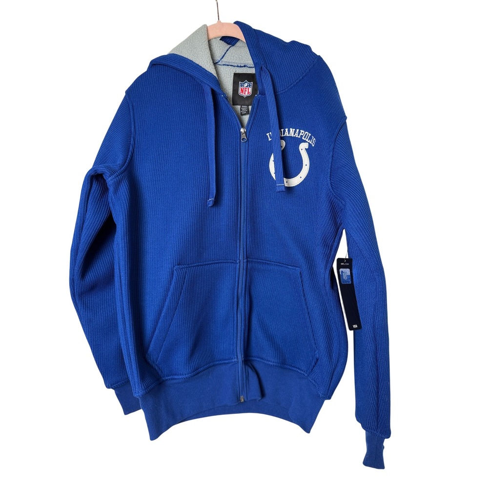 NFL Indianapolis Colts Zip Hoodie Small Blue Waffle Knit Fleece NWT